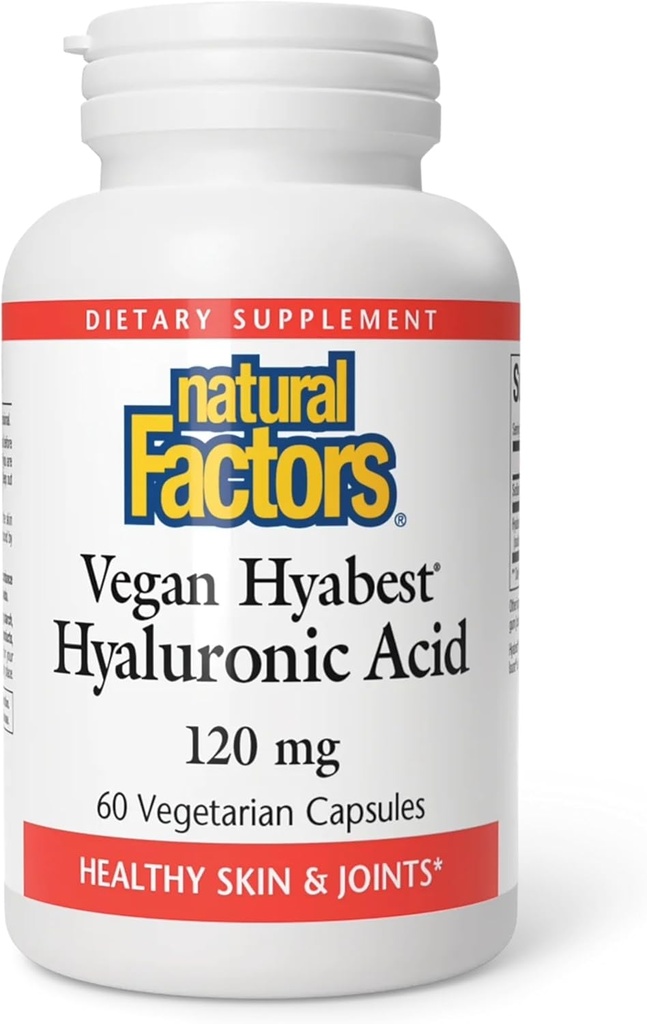 Facteurs naturels - Hyabest Hyaluronique Acid, soutient la santé des articulations et de la peau, 60 capsules végétariennes