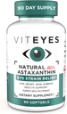 Viteyes Astaxanthine naturelle, soulager les yeux fatigués et la souche oculaire, provenant d'algues, hydratation de la peau, santé du coeur et du cerveau, 4 à 8 mg d'astaxanthine naturelle, 90 softgels