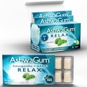 AshwaGum RELAX Gum by BetterGum, supplément de puissance élevée avec KSM 66 Ashwagandha et Gaba, soutient le stress et le soulagement anxieux, soutien Cortisol, alternative aux gommes, sans sucre, 10 pièces - 6 pack