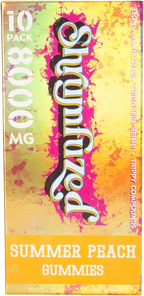 Proprietaire Nootropic Gummy 8000mg - Lion's Mane, Reishi, Chaga, et Cordycep Nootropic Tripee Mélange de champignons (10, Pêche d'été)