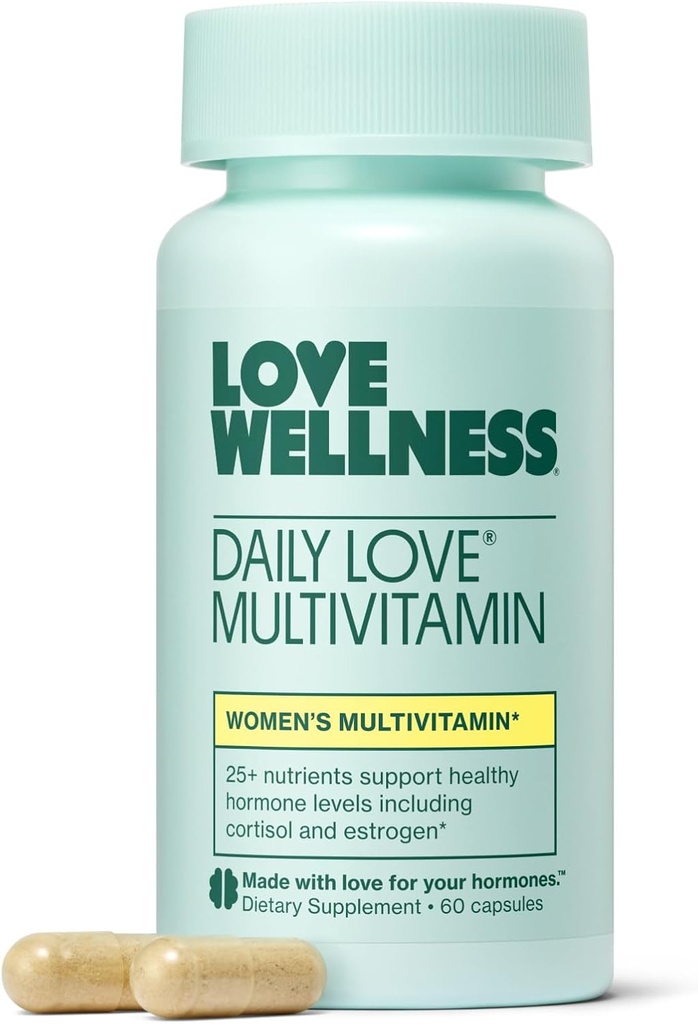 Love Wellness Daily Love Multivitamine pour les femmes : l'énergie, le cortisol, la santé immunitaire, le soulagement du stress et les PMS sont complets avec la vitamine D, C, le fer, le calcium, le zinc et la biotine, le magnésium.
