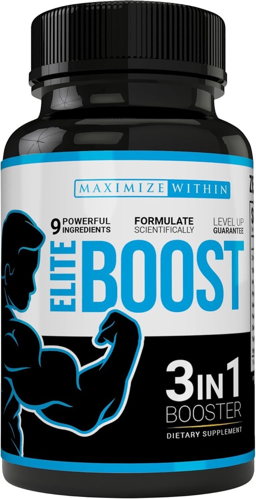Maximum Slim Elite Boost 3 en 1 Formule favorise naturellement la testostérone Libido, l'énergie, la masse musculaire et l'endurance, ingrédients puissants Capsules de légumes