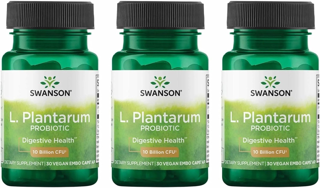 Swanson L. Plantarum - Supplément digestif Promotion de l'équilibre gastro-intestinal et de la régularité du Bowel - Formule naturelle pour aider à réduire le gonflement - (30 Capsules de légumes) 3 Pack