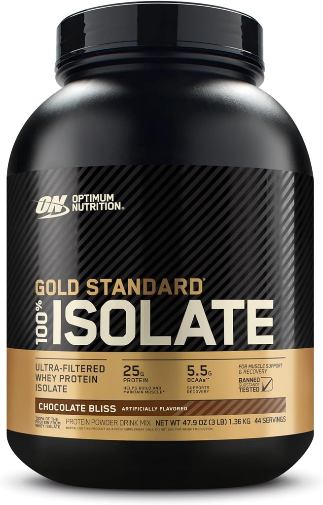 Optimum Nutrition Or Standard 100% Isolé, Poudre de protéines, Chocolat Bliss, 3 livres, 44 portions. Isolation des protéines de lactosérum (paquetage mai Vary)
