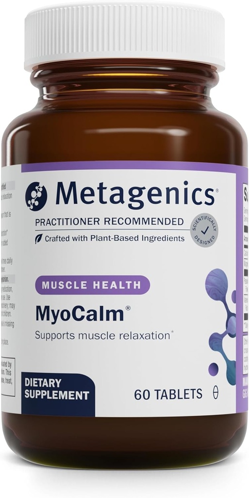 Métagène MyoCalme - Supplément au calcium et au magnésium pour la relaxation musculaire* - avec des racines de fleurs de passion et de valérianes pour une absorption accrue - Non-OGM, sans gluten et végétarien - 60 comprimés