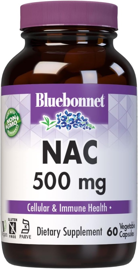 Bluebonnet NAC 500 mg Capsules de vitamine, 60 Nombre