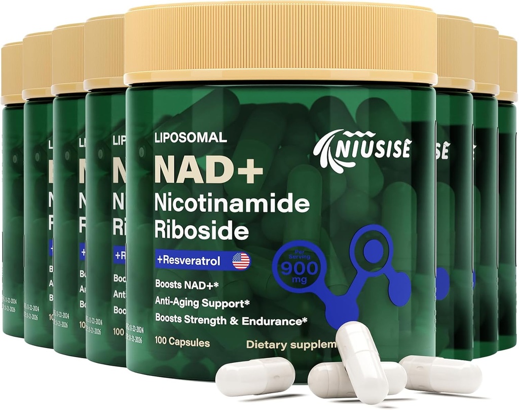 Supplément NAD, NAD Nicotinamide Riboside 900 Mg pour hommes et femmes, NAD+ liposomale Supplément avec le riboside de Nicotinamide, resvératrol & Quercetin, Energy, Boost NAD+, 800 Capsules
