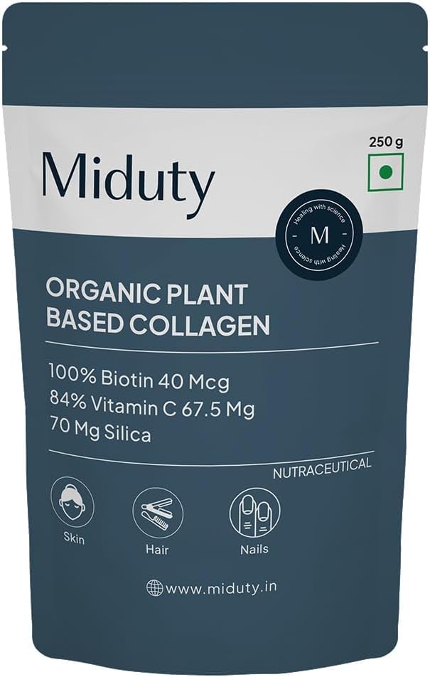 Poudre de collagène biologique générique, supplément de collagène, peau, cheveux et ongles, formule de nuisance cutanée, collagène à base de plantes, poudre de collagène biologique - 250gm