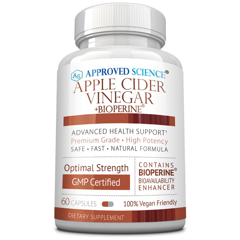 Science approuvé Capsules de vinaigre de cidre de pomme avec 'The Mother' et BioPerine – 1600mg, Non-OGM, Vegan, 60 Capsules (Pack of 1)