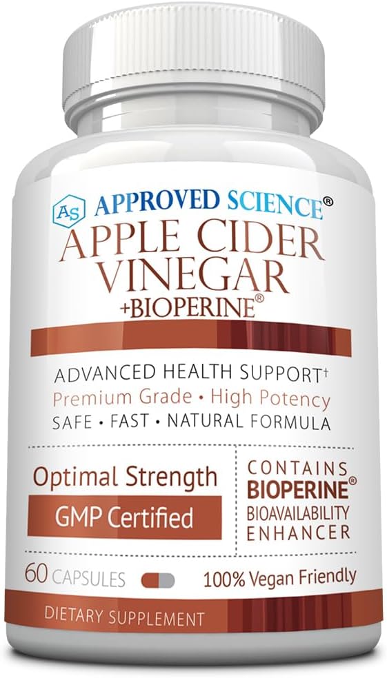 Science approuvé Capsules de vinaigre de cidre de pomme avec 'The Mother' et BioPerine – 1600mg, Non-OGM, Vegan, 60 Capsules (Pack of 1)