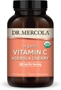 Dr Mercola Vitamine biologique C Acerola Cherry, 30 portions (90 capsules), 500 mg par portion, supplément alimentaire, soutient une fonction immunitaire saine, non-OGM, certifié USDA biologique