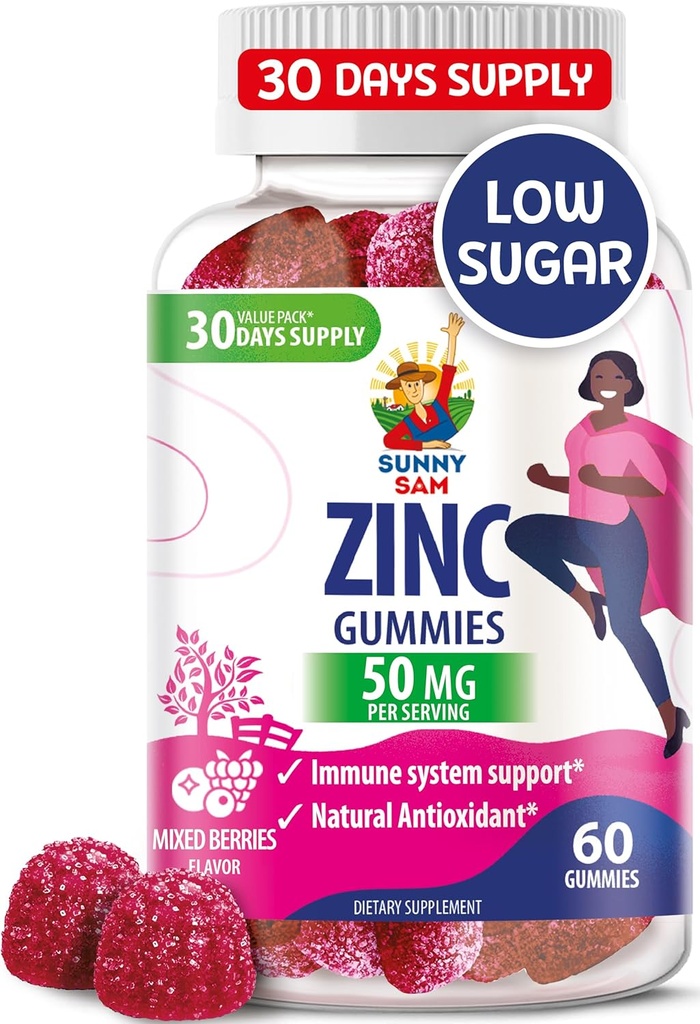Gommies de zinc pour adultes - Gommy de zinc à croquer pour le soutien immunitaire - puissant complément naturel antioxydant non OGM pour enfants hommes femme adultes