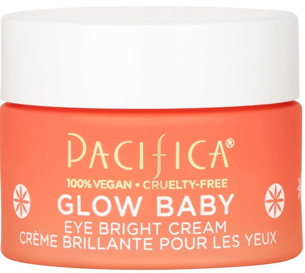 Pacifica Glow Baby Brightening Eye Cream – Vitamine C sous l'œil crème pour les cercles foncés et le puffiness, effilochant les yeux pour les yeux fatigués sans fragrance 0,5 oz Clean Vegan dermatologue testé