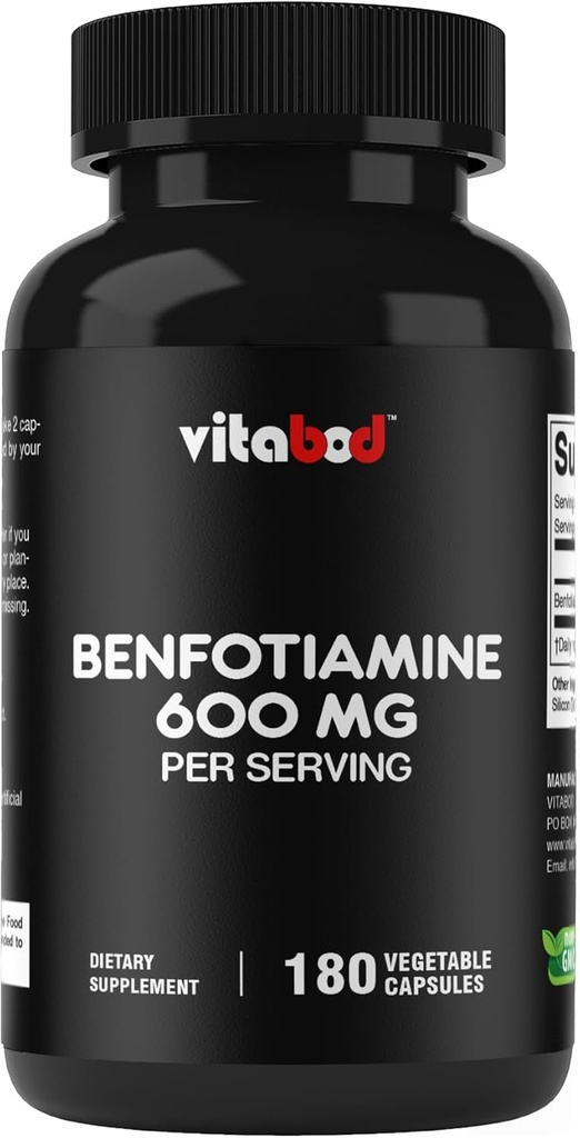 Benfotiamine 600mg – 180 Capsules végétariennes – Supplément vitamine B1 gras-soluble