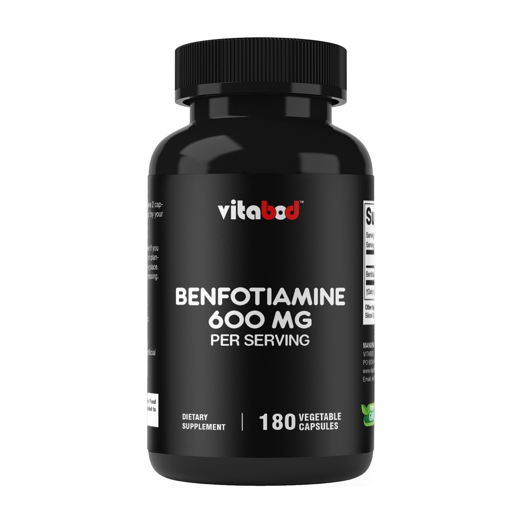 Benfotiamine 600mg – 180 Capsules végétariennes – Supplément vitamine B1 gras-soluble