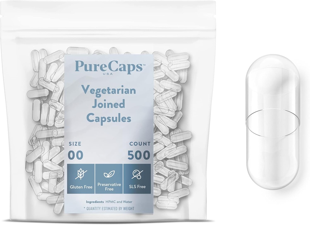 PureCaps USA - Capsules Végétariennes Vidées de Pilules Végétariennes Taille 00:500 Pilules rejointes