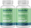 BESTVITE Vitamine B12 (méthylcobalamine) 1000 mcg (480 capsules végétariennes)(2 x 240) (méthyl B12) - Pas de stéarates - Vegan - Non OGM - Sans gluten