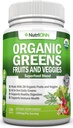 Capsules Super Greens Biologique - Suppléments Fruits et Légumes - 120 Compte - 28 USDA Ingrédients Bio & Vegan Premium - Mélange Superfood pour la santé immunitaire, la digestion et l'énergie - Vitamines alimentaires entières