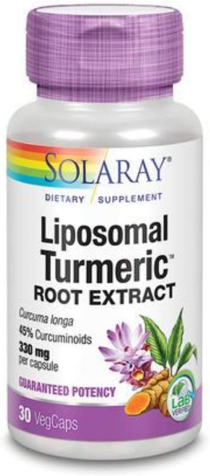 Solaray Potentialité garantie Extrait de racine liposomale curcuma non OGM, bouchon de vésicule (Btl-Plastique) 330mg