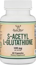 S-acétyl L-Glutathion Capsules - 100mg, 60 Nombre (antioxydant du glutathion acétylé - plus absorbant que le glutathion et le glutathion liposomique, sans OGM et sans gluten) par Double Wood