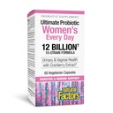 Facteurs naturels Ultimate Probiotic Women's Every Day - Supplément digestif pour la santé - Supplément probiotique pour le traitement urinaire et le soutien de la santé vaginale - 60 capsules végétariennes (60 portions)