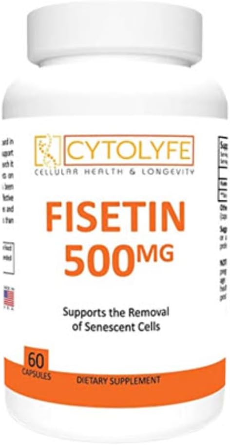 Fisetin 500mg 98% Fisetin pur 500mg Dose thérapeutique 60 Capsules Activateur sénolytique Prolongation de la durée de vie anti-âge