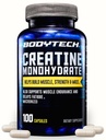 BODYTECH Capsules monohydratées de créatine a Micronised a Supporte la force musculaire, la masse et l'endurance (100 Capsules)