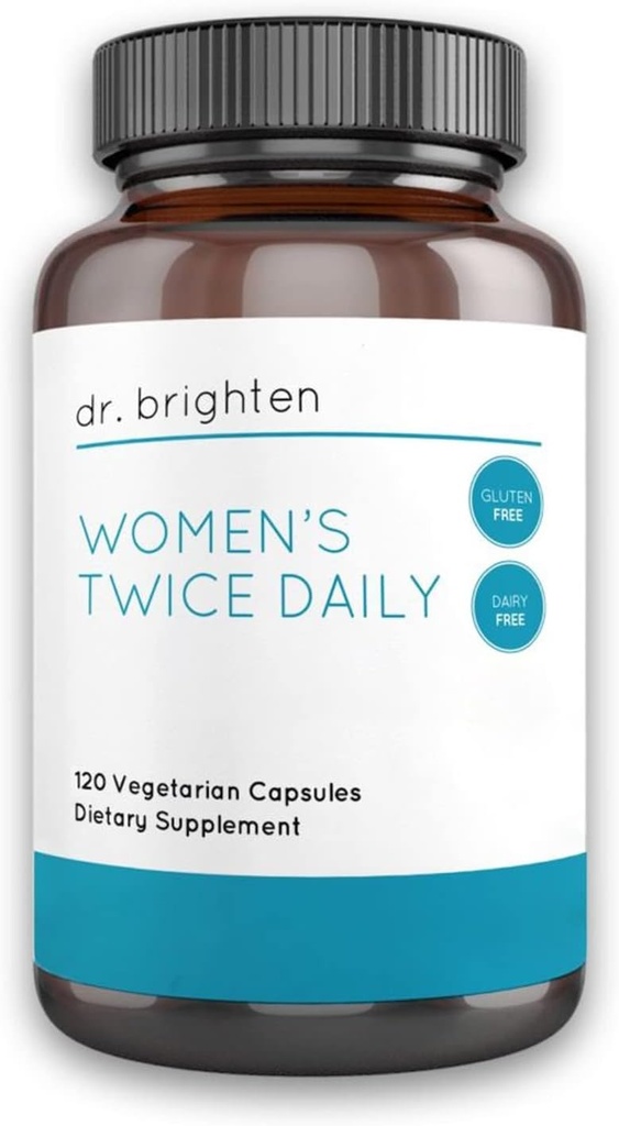 Dr. Brighten Femmes Deux fois par jour — Multivitamines premium pour femmes, plein spectre sans fer, nutriments uniques, vitamines B supérieures — 120 capsules