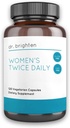 Dr. Brighten Femmes Deux fois par jour — Multivitamines premium pour femmes, plein spectre sans fer, nutriments uniques, vitamines B supérieures — 120 capsules