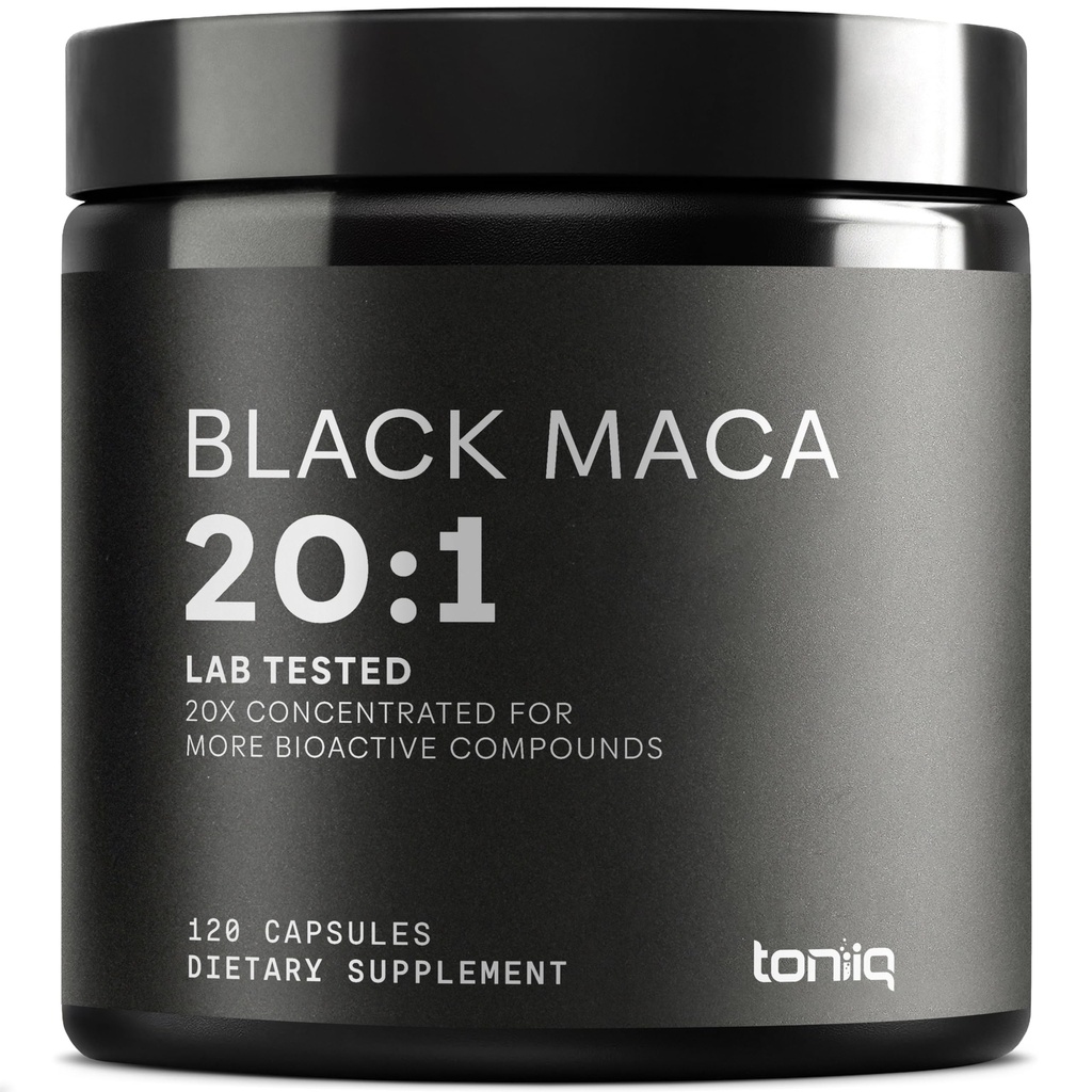Racine de maca noire - Extrant ultra-haute puissance 20:1 - Origine unique, Wildcrafted et très concentré - Laboratoire tiers testé - 120 capsules