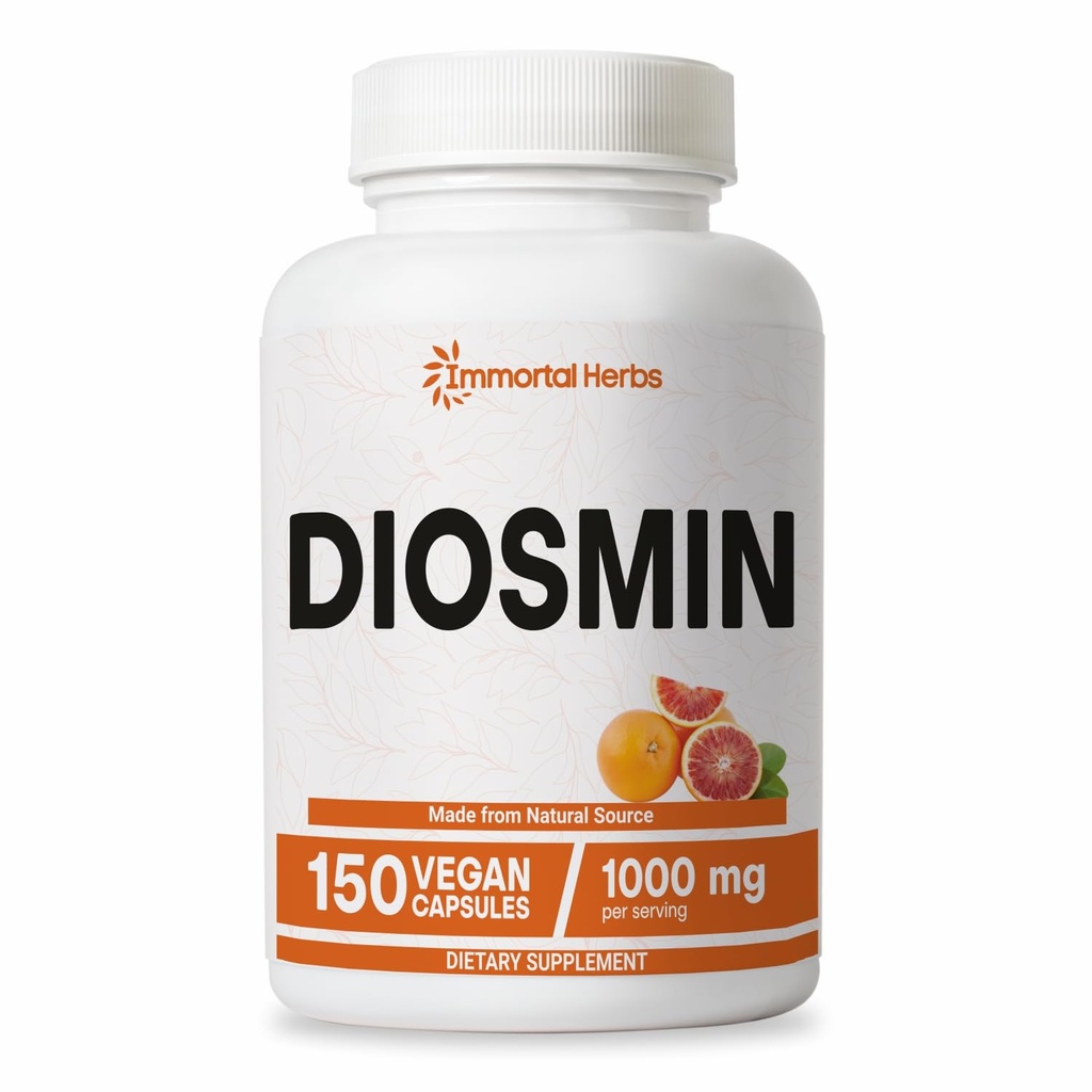 Pure Diosmin Formule complexe de 1000mg, 150 Capsules, Citrus Bioflavonoïdes Extrait riche de fruits, 100% végétarien, Supplément sans Diosmin sans OGM et sans gluten