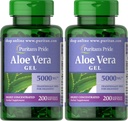 Puritan's Pride Aloe Vera Extract 25mg (5000mg Équivalent) Softgels, 200 Compte (emballage mai vary) (paquet de 2)