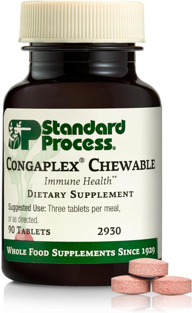 Procédé standard Congaplex Chewable - Supplément pour le support du système immunitaire avec la vitamine A - Supports Thymus Gland & Protein Synthesis - Non-Dairy & Non-Soy - 90 comprimés (30 portions)