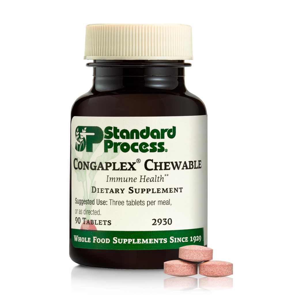 Procédé standard Congaplex Chewable - Supplément pour le support du système immunitaire avec la vitamine A - Supports Thymus Gland & Protein Synthesis - Non-Dairy & Non-Soy - 90 comprimés (30 portions)