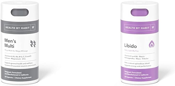 Santé par les multivitamines masculines Habit (60 capsules) et le mélange Libido (60 capsules) - vitamines, minéraux et suppléments aphrodisiaques (2 paquets)