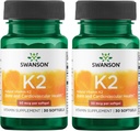 Swanson Vitamine naturelle K2 (Ménaquinone-7 de Natto) 50 mcg 30 gels (2 paquets)