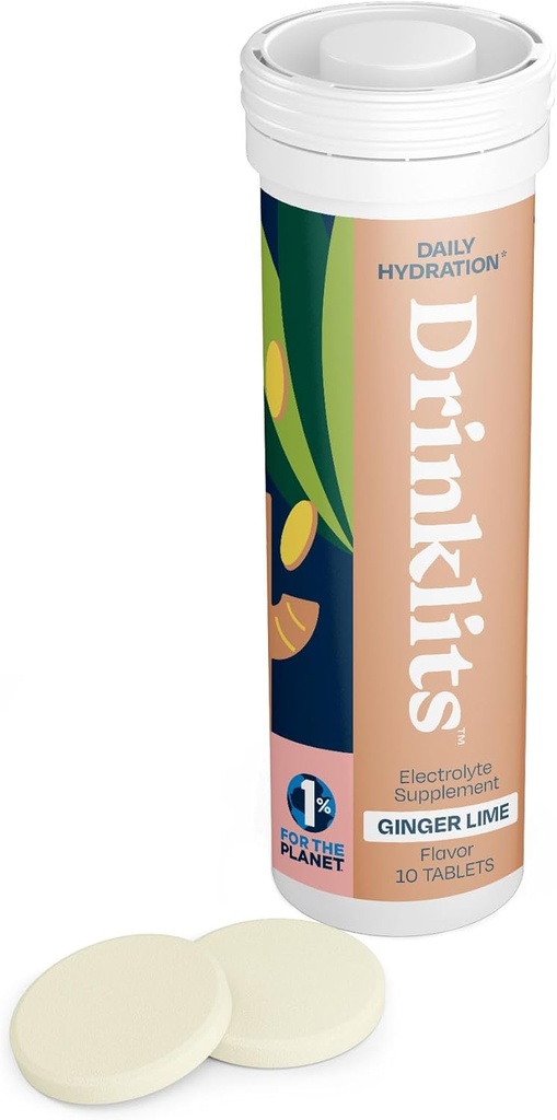 Drinklits Ginger Lime Electrolyte Comprimés pour l'hydratation.