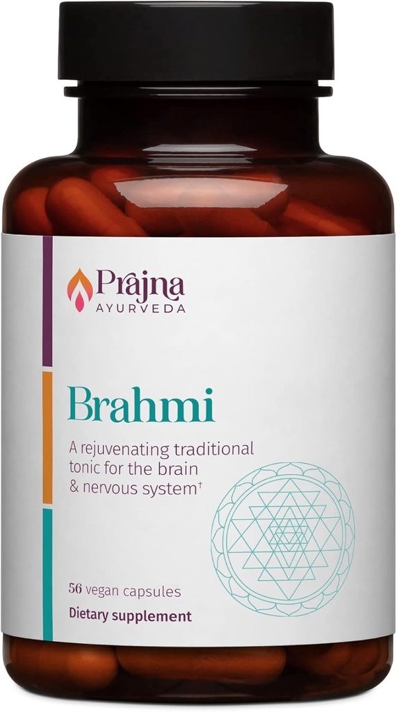Dr. Chaudhary’s Prajna Ayurveda Brahmi (Bacopa Monnieri) Formula is Traditionally Used to Nourish the Brain; Blended with Synapsa for Memory and Cognition Vegan, Gluten-Free, Soy-Free (500 mg)