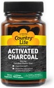 Country Life Capsules de charbon de coco activées, 260mg – Supplément de charbon naturel pour le gaz et le dégel - Sans gluten, 40 capsules végétaliennes