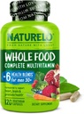 NATURELO Multivitamine d'aliments entiers pour les hommes 50+ - avec vitamines, minéraux, extraits de plantes organiques - Végétarien végétalien - pour l'énergie, le cerveau, le coeur et la santé des yeux - 120 Capsules