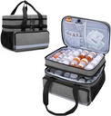 CURMIO Double Layers Pill Organizer Sac vide, organisateur de médicaments Case de rangement avec fermetures à glissière, Sac de voyage pour médicaments pour bouteilles d'ordonnance, fournitures médicales, gris (conception du brevet)
