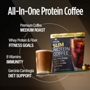 VitaCup Slim Protein Coffee Shake for Diet Support, café instantané avec poudre de protéines de lactosérum, vitamine B et fibre, diététiste développé pour la performance et le goût, faire comme café glacé ou Shake, 20 portions
