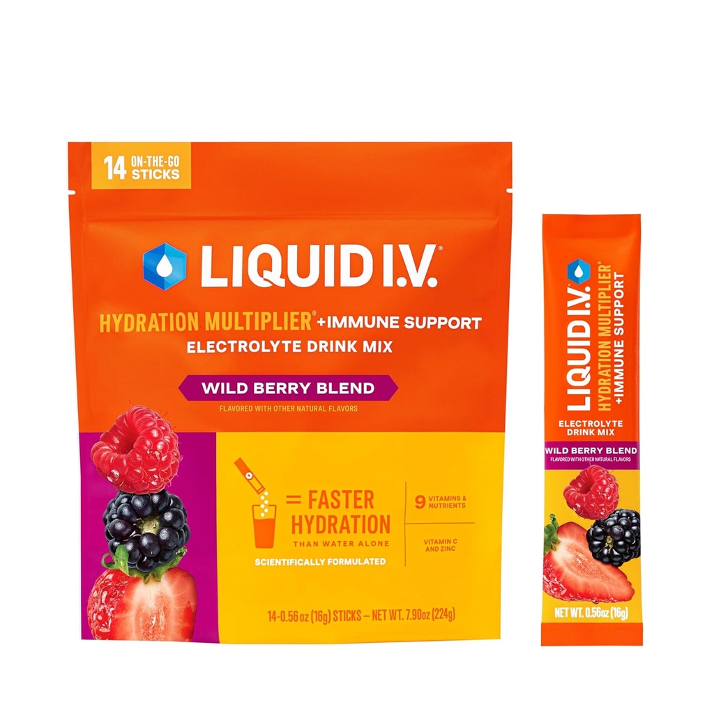 Multiplicateur d'hydratation I.V.® liquide + Support immunitaire - Mélange de baies sauvages