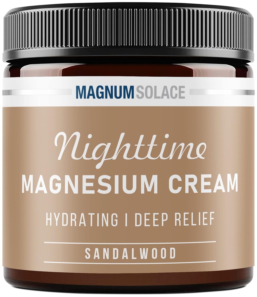 Lotion de magnésium – Crème de magnésium nocturne – Appliquer sur les muscles des jambes, les bras ou la poitrine - Chlorure de magnésium topique – États-Unis Fabriqué et sans danger pour les enfants (Sandalwood) 4 Fl Oz (paquet de 1)