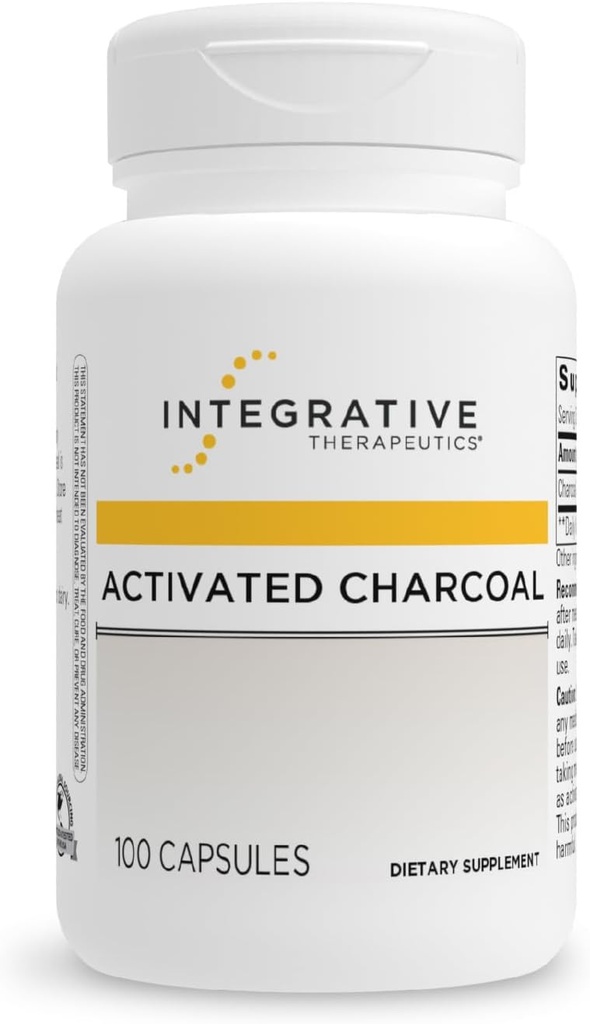 Thérapeutique intégrative activée Charbon - Supplément de santé digestif et gustatif* - Soutien gastro-intestinal* - Sans gluten et sans lait - 100 capsules (50 portions)