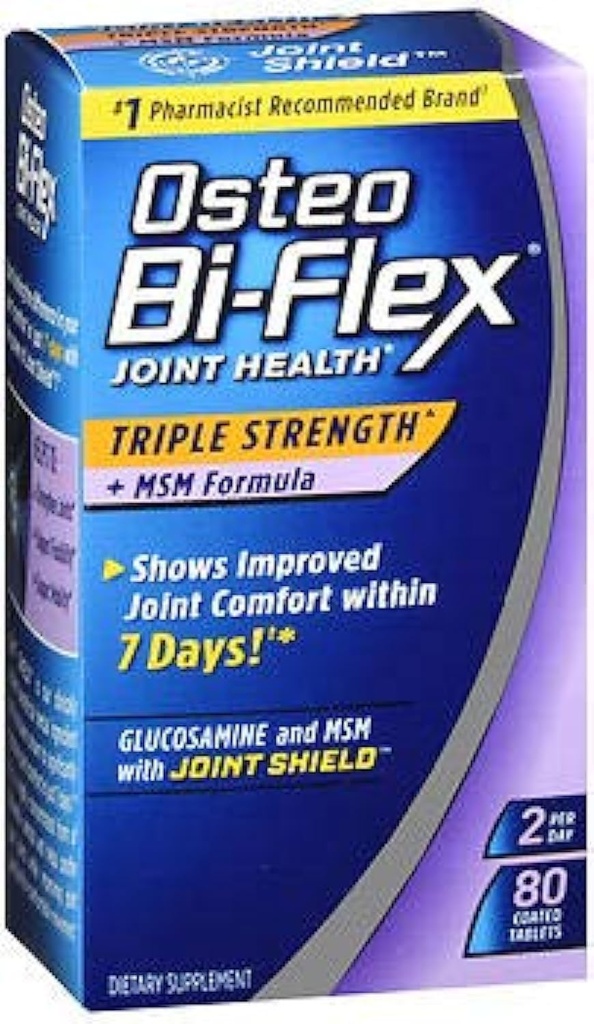 Osteo Bi-Flex Hybride Santé Triple Résistance + Formule MSM Bouclier articulaire + Glucosamine - 80 comprimés enduits