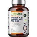 biophix Vitamine K2 MK-7 300mcg, 60 Capsules Vegan – Supplément haute capacité pour la force osseuse et la santé immunitaire