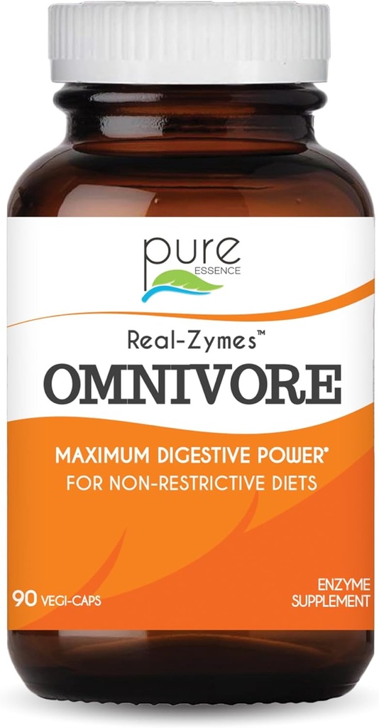 Real-ZymesTM OMNIVORE Supplément aux enzymes digestives avec des probiotiques pour une meilleure digestion - Support naturel pour soulager le bloom, le gaz, le bélissement, la diarrhée, la constipation, l'IBS, etc. - 90 capsules