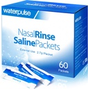 Waterpulse 60 Paquets de rinçage nasal, Paquets efficaces de sel de Neti Pot, Paquets de sel de rinçage nasal emballés individuellement - Solution pratique pour la sinusite, les allergies et le soulagement du froid