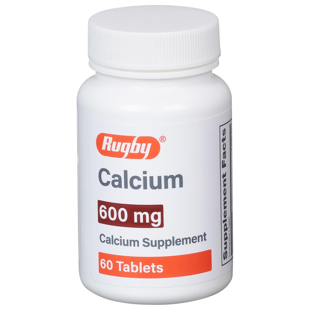 Rugby 600 mg Comprimés de calcium - Supplément de calcium - 60 Nombre (1 paquet)